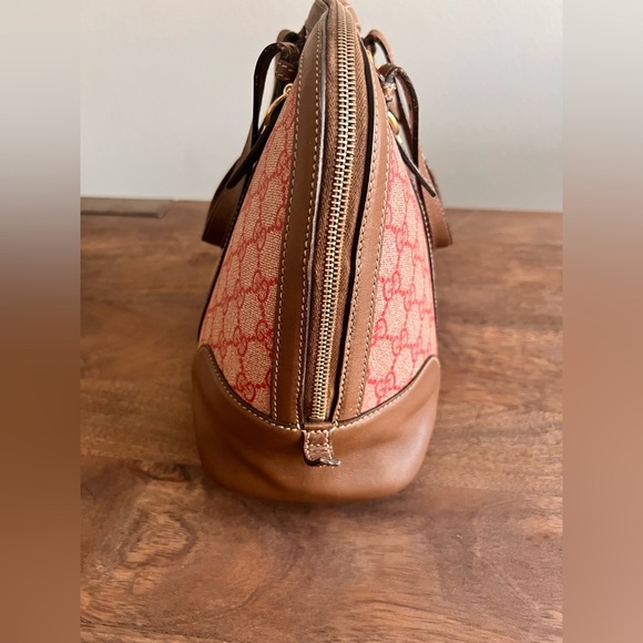 Gucci Brown/Pink GG Supreme Canvas And Leather Nice Dome Satchel - Picture 4 of 11